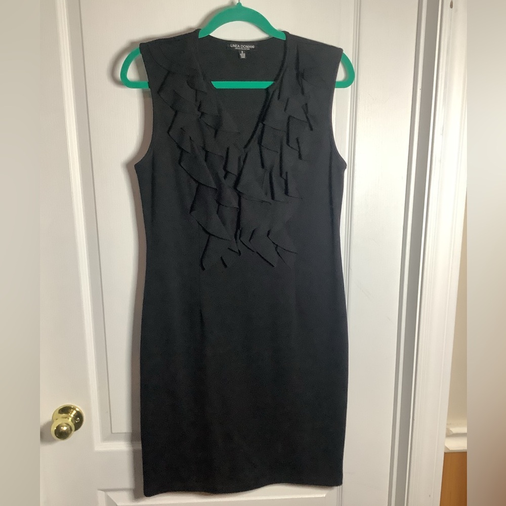 Linea Domani Black Sleeveless Dress with Ruffle Detail